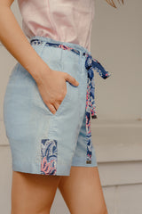 RW31003- Nonya Print Linen Shorts