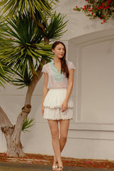 RW31006- Sheer Pleated Top