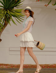 RW31006- Sheer Pleated Top