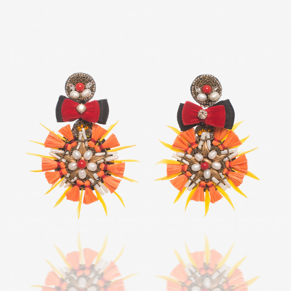 Ranjana Khan Orange Drop Earrings