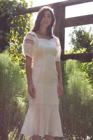 RW2023W- White Linen Midi Dress