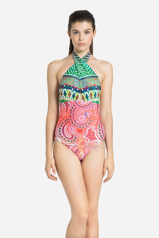 Indian Summer Halter Front Twist One-Piece