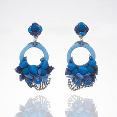 Ranjana Khan Posie blue floral circle earrings