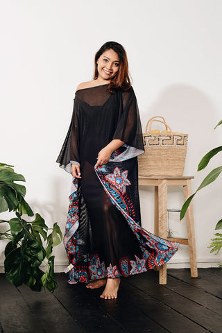 Curve - Long Kaftan In Floral Print 41007 (70% Markdown - U.P $350)