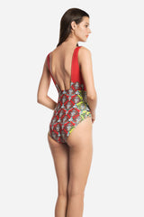 Mu.lan V Neck Red One Piece - (50% Markdown)