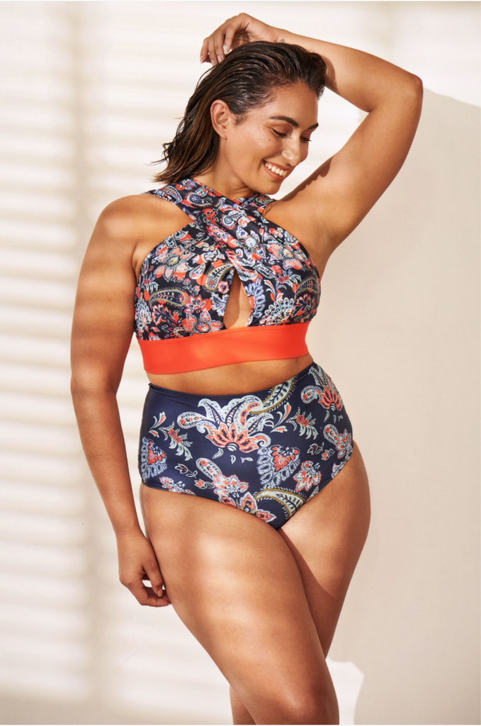 Cross halter bikini top sales