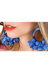 Ranjana Khan Posie blue floral circle earrings